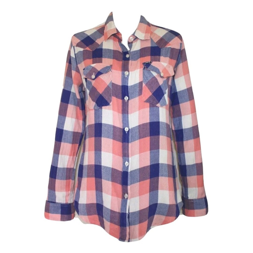 Hurley Womens Western Button Up Shirt Size Small Plaid Long Sleeve Cowgirl